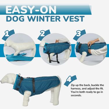 Зимовий теплий одяг для собак середнього розміру PUMYPOREITY: куртка з інтегрованою мискою, флісова, відбиваючі елементи, синій