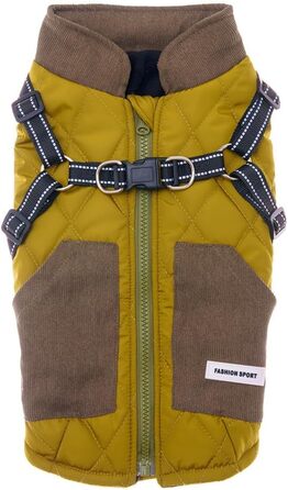 Зимова куртка для собак, теплий вітрозахисний костюм для малих та середніх порід, з отвором для шлейки (зелений, L)