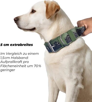 Нашийник для собак Premium NeckShield Kontroll – 5 см, з посиленим амортизуючим наповнювачем, сертифікована безпека SGS, професійний захист для великих і дуже великих собак, 50-58 см, колір Джунглі Ніч