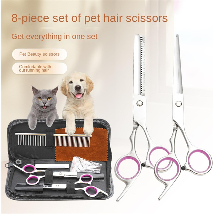 Набір професійних ножиць для собак 3 в 1, набір ножиць для грумінгу собак, ножиці для собак з прямим лезом та зубчастим лезом, для собак, котів та інших тварин