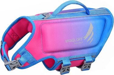 Жилет рятувальний для собак VIVAGLORY, жилет для плавання, S, рожево-блакитний (53-63см)