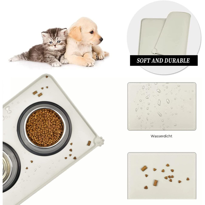 Підкладка під годівницю для собак та котів Fressnapf, силікон, вологостійка, антиковзаюча, 47x30 см, сіра