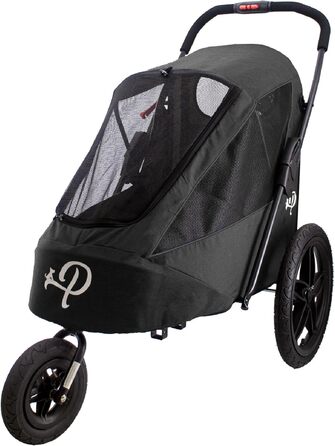 Petique Breeze - візок для собак великих порід, чорний, з повітряними колесами, трансформується у велопричіп, 1 шт.