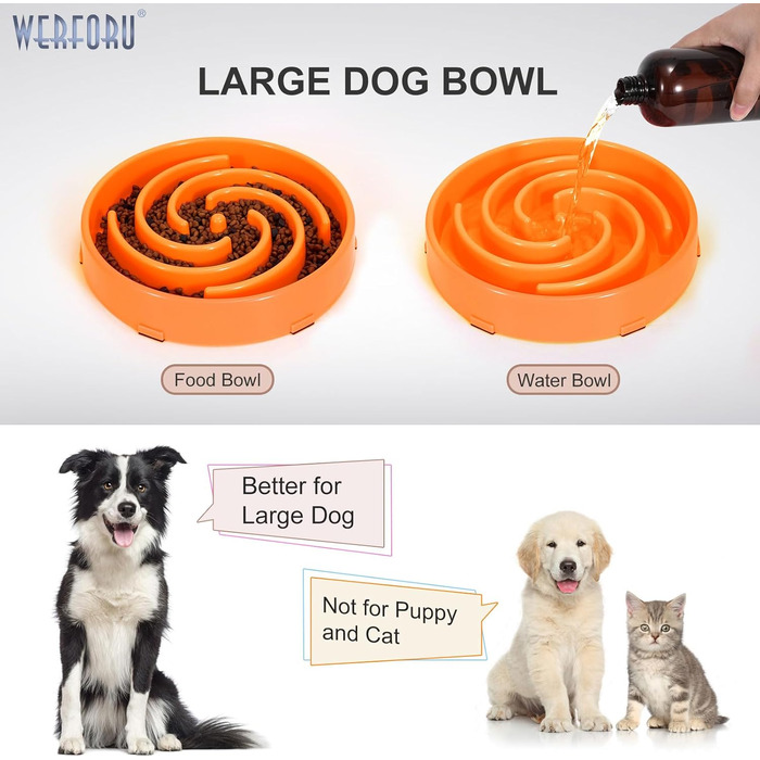 Напувачка для собак Slow Feeder, інтерактивна миска, безпечна та міцна, екологічна (L, помаранчевий)