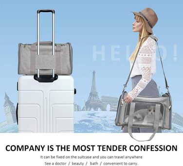 Транспортна сумка для тварин, переноска для собак та котів, складана переноска для подорожей, сіра (L)