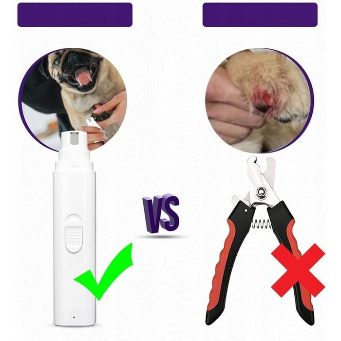 Електрична шліфувальна машинка для собак та котів – 3-в-1, USB-зарядка, 8000 об/хв, тиха та безпечна, ергономічна, для маленьких, середніх та великих тварин