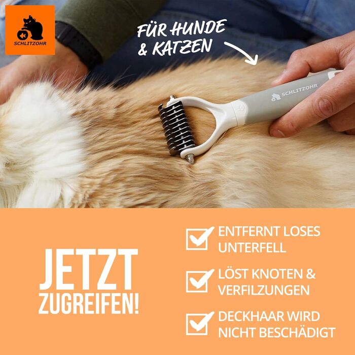 Щітка для підшерстка Cookie | Для собак, котів та коней | Підходить для порід з середньою та довгою шерстю | Видаляє підшерсток, запобігає утворенню ковтунів (S-M)