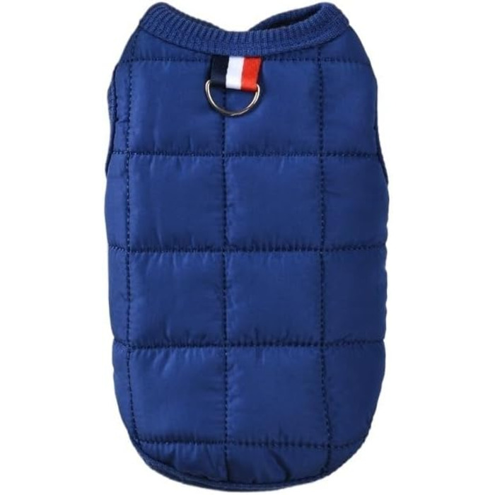 Зимовий теплий пуховик для собак, вітронепроникний одяг для малих та середніх порід, чихуахуа, французький бульдог (Blue, M)