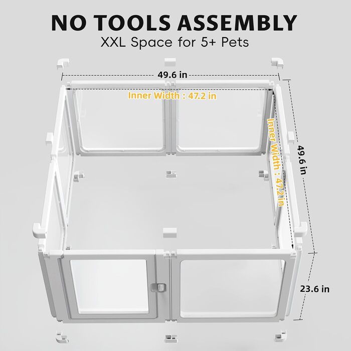 PALOPALO Вольєр XXL з прозорого акрилу для цуценят, собак-матерів та кішок – легка портативна будка для собак з легкою збіркою, дихаюча конструкція для дому