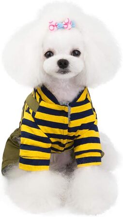 Теплий пуловер для собак та котів з капюшоном, джинсовий, з флісу, жовтий (M)