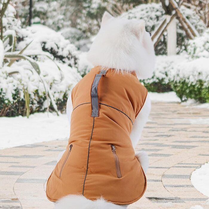 Зимова куртка для собак - теплий комір-нашийник, ізольована верхня частина з м'яким флісом, вітронепроникний комплект для собак середніх розмірів для прогулянок у холодну погоду