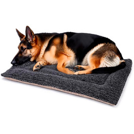 Велике собаче ліжко з вовни, стегане, британського виробництва, Sandsockel/Holzkohle-Topper (106 x 71 см)
