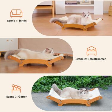 Кігтеточка-ліжко для котів з сизалю, масивне дерев'яне ліжко-гамак, кігтеточки, стійка для дряпання, великі коти, меблі для котів