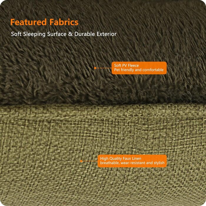 Ліжко для собак, м'яке, знімний чохол, сірий, 90 x 75 x 25 см / 120 x 90 x 30 см (оливковий)