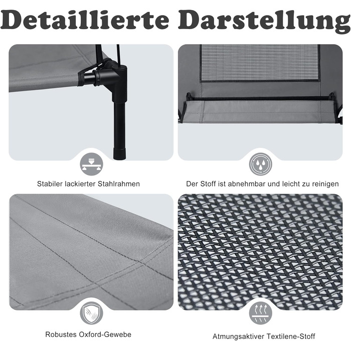 Підвищене собаче ліжко з дахом, сонцезахист, ліжко для домашніх тварин з балдахіном, лежанка для собак на вулицю, собаче софа з неслизькими підкладками, водонепроникний дах та дихаюча сітка, розмір 92x76x92 см