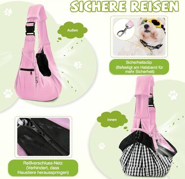 Транспортувальна сумка для собак та котів ALLSOPETS, дихаюча, з безпечною повідком, для подорожей та до ветеринара (Оливковий, Блідо-рожевий)