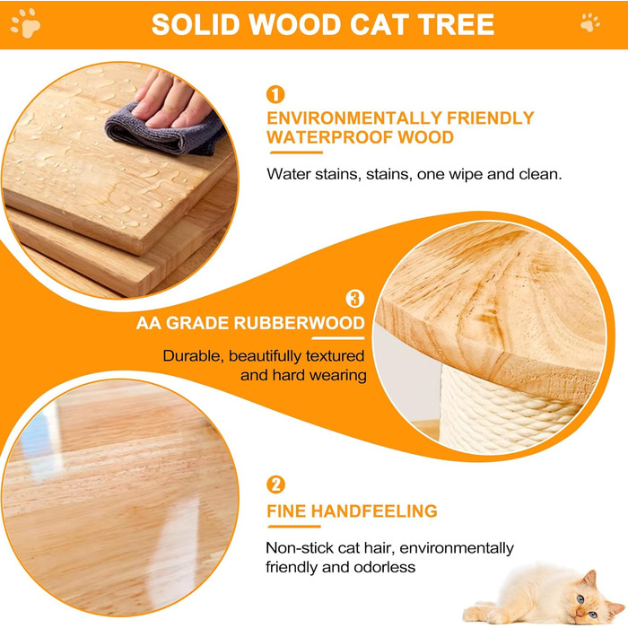 Великий котячий комплекс Kratzbaum Groß 190 см XXL з дерева, з сизалю, з будиночками та платформами для великих котів