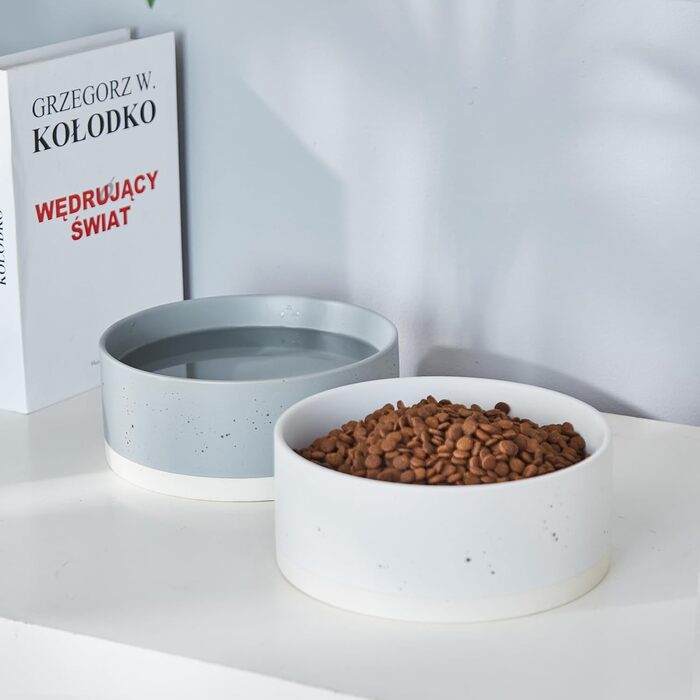 Керамічна миска для собак Welloyed Oslo 20,3 см, сіра, для середніх і великих порід, скандинавський стиль, нековзка, стійка, для води та корму, 200 мл, підходить для посудомийки