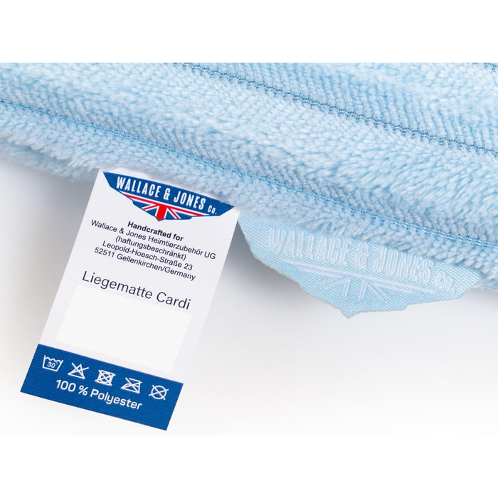 Подушка для собак Wallace & Jones Cardi, велика, 130x90 см, водонепроникна, світло-блакитна, м'яка, для собак, лежанка, ковдра