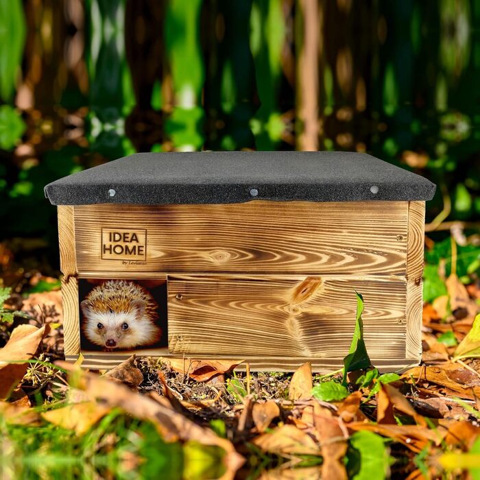 Будиночок для їжаків з дерев'яною підлогою IDEA HOME, всесезонний, водостійкий, для саду, зимівля тварин