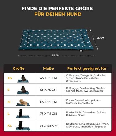 Літня собача ковдра Sterne Petrol з бавовни (55x75 см) – м'яка, з антиковзким шаром, для собак, легко миється, довговічна, Made in Germany