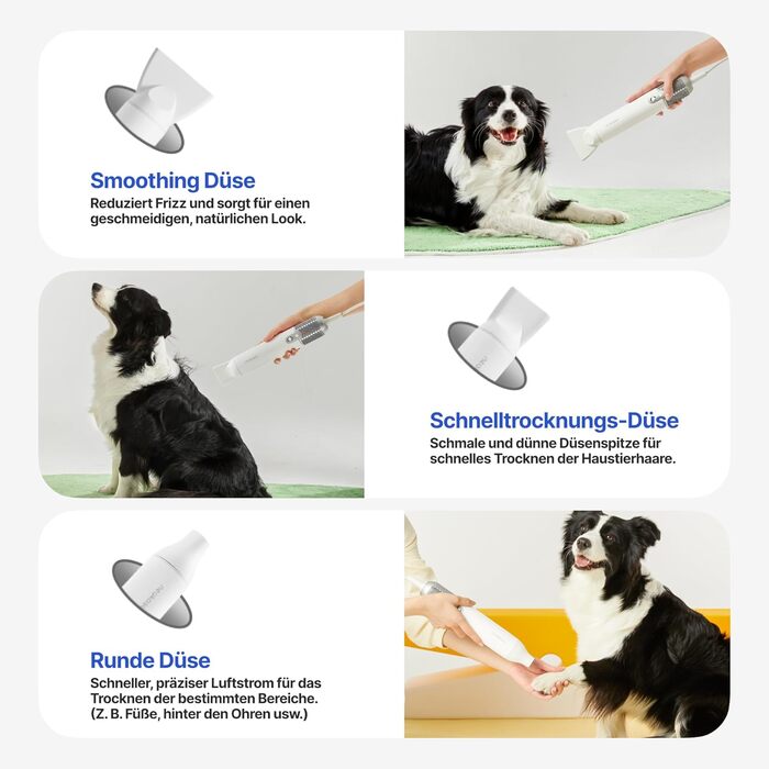 Neakasa F1 - портативний фен для собак, сушарка для тварин, тиха, з регулюванням швидкості та 3 насадками (білий)