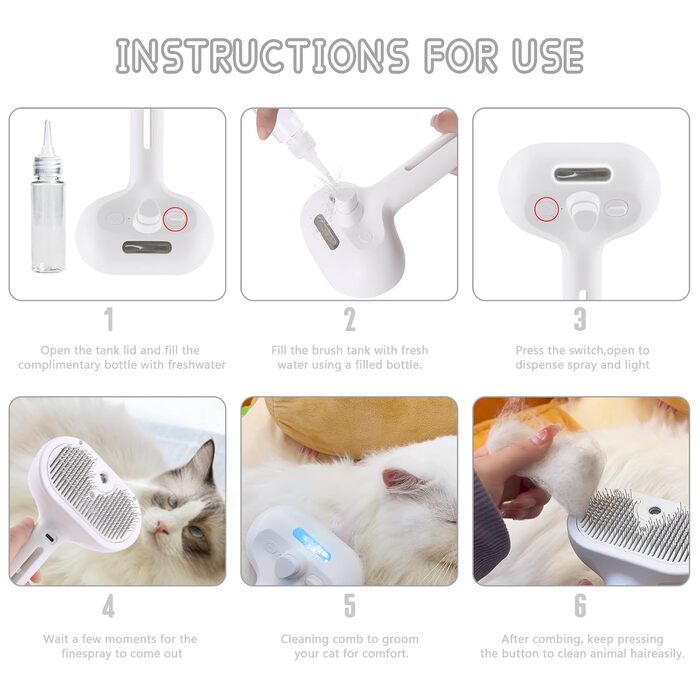 3 в 1 Парова щітка для котів та собак - видалення шерсті, зволоження, боротьба з випаданням. Підходить для довгої та короткої шерсті.