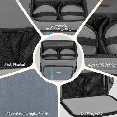 ANILD Рюкзак для собак, сумка для подорожей з TSA, 2 миски, органайзер для собак, для походів, кемпінгу