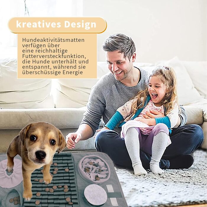 Килимок для собак SchnüFfelteppich, миючий, для тренувань та повільного годування, сірий (66 x 42 см)