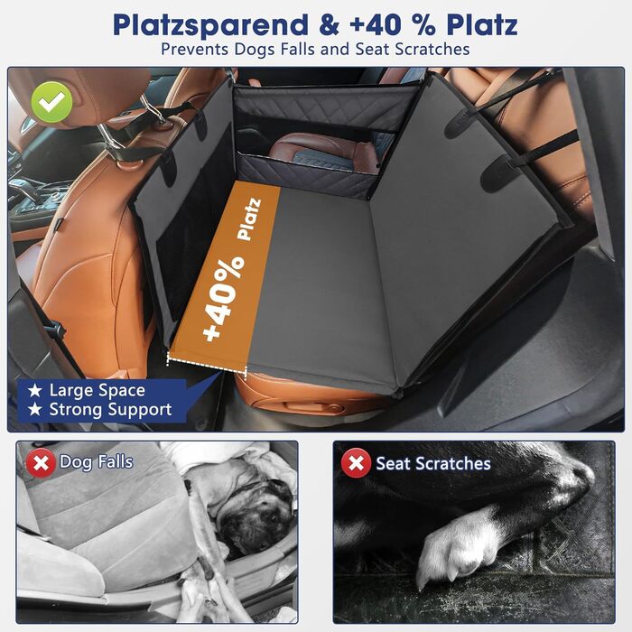 Автокрісло для собак MixJoy: стабільне, вологостійке, з кріпленнями для середніх та великих собак (сірий)