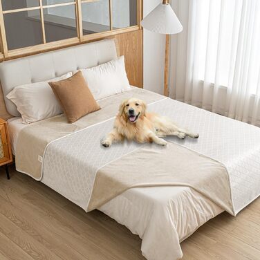 Водонепроникний килимок для собак, Outdoor, миючий, для великих собак, плюшевий, підходить для котів та диванів, сірий+бежевий (бежевий+бежевий, 80x100 см)