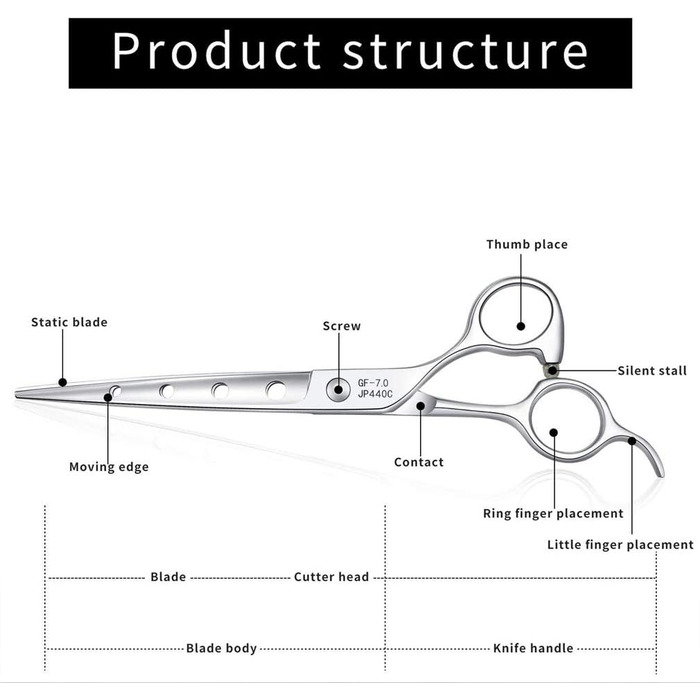 Професійна ножиця для грумінгу тварин, 18 см, нержавіюча сталь, гостра, для грумінг-салонів