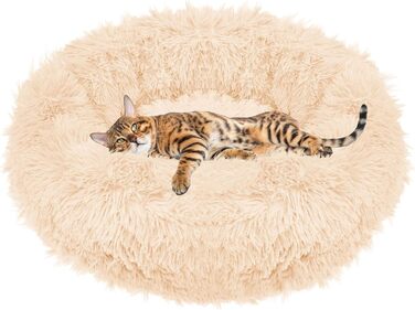 Кругле ліжко для собак Springos з антиковзною основою, 70 см, кремовий колір