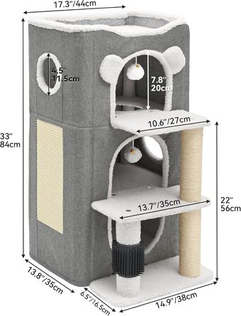 Будинок для котів YITAHOME: сучасний комплекс з тунелем, когтеточкою та ігровим майданчиком (сірий)