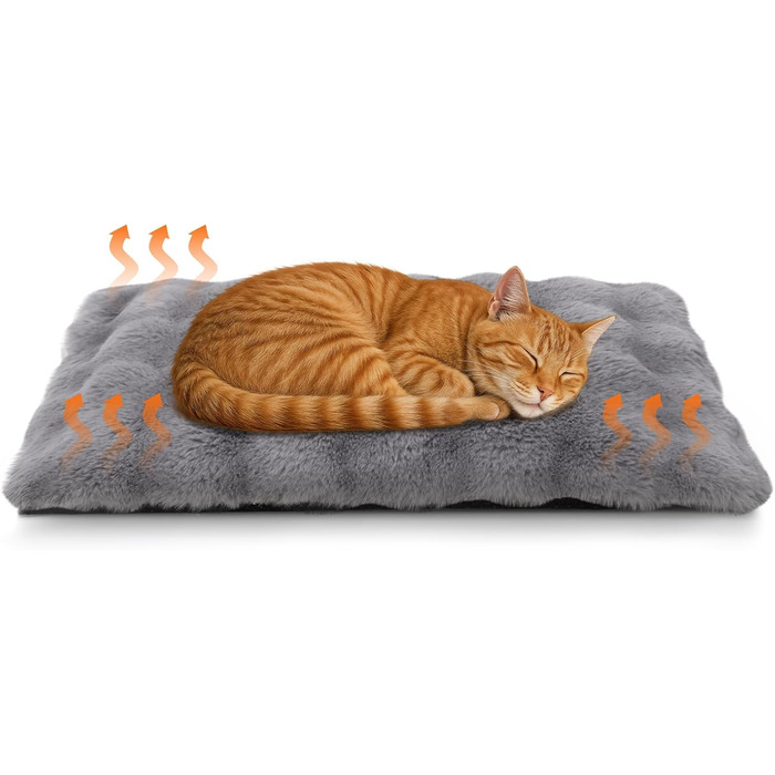 Самогріюча деки для домашніх тварин Wdmiya 60x45 см, для котів та собак, фланелева, без живлення, для автомобіля, білий (сірий, L 60 x B 45 x H 4 см)