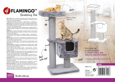 Дряпка для котів Flamingo – Колір: фіолетовий, сірий – 78 x 49,5 x 121 см