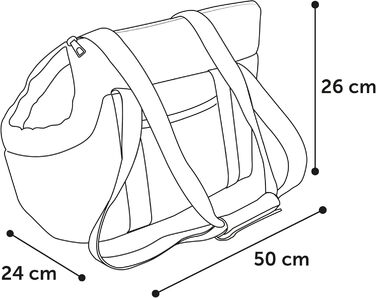 Сумка для собак Danira сірого кольору – 50x24x26см – поліестер, знімний килимок та дно, страховочна стрічка, кишеня, легко миється