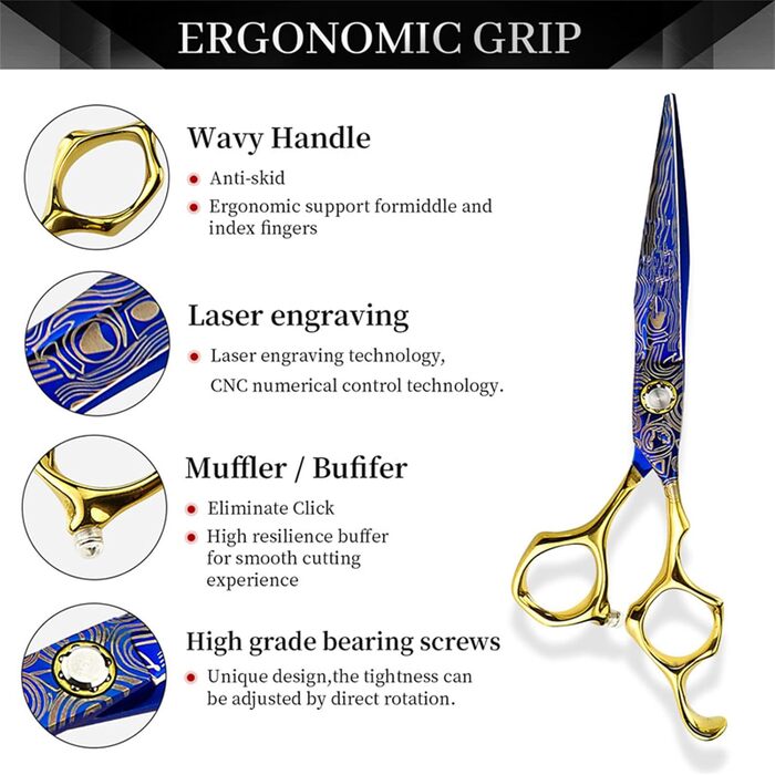 Набір професійних ножиць для грумінгу собак 6 дюймів (прямі та розріджуючі)