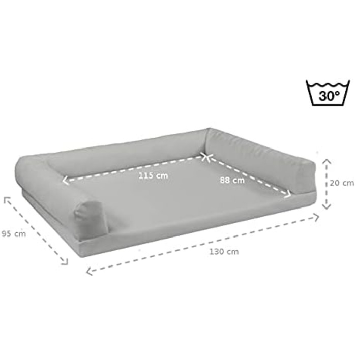 Ортопедичне ліжко для собак Juelle, великі породи, XL (130x95 см), сірий графіт