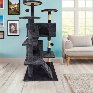 Високий кігтеточка для котів Mersjo, чорна, 138 см, сизаль