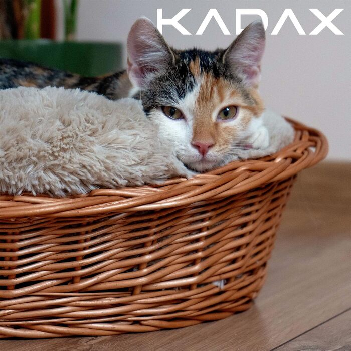 KADAX Лежак для собак і котів з лози, натуральний кошик для тварин, зручне плетене ліжко для домашніх улюбленців, розмір 13x58x45 см