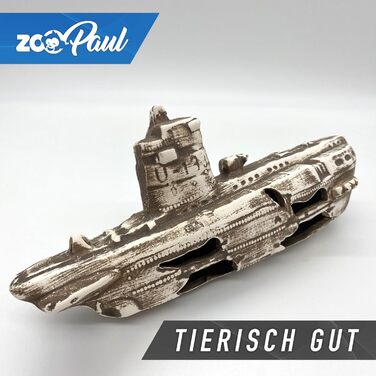 ZooPaul Керамічна декорація для акваріума та тераріума U-Boot, уламок корабля, XXL, 30x10x13 см