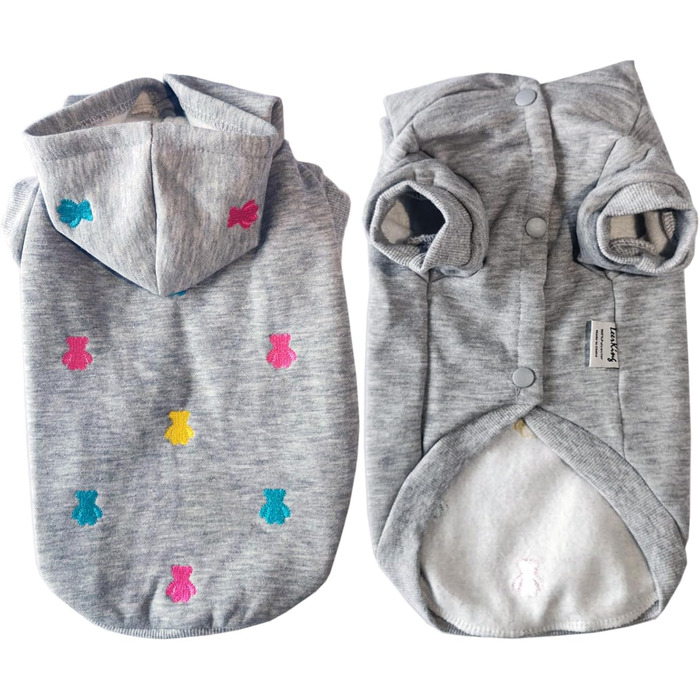 Флісовий теплий костюм-піжама для собак - флісовий худі для маленьких та середніх собак, Французький бульдог, Даксель, Чихуахуа, сірий колір