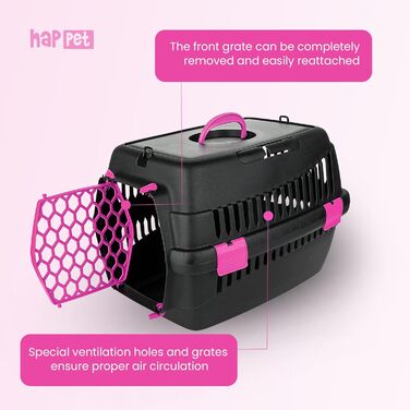 Транспортна переноска для котів та собак Tiertransportbox Teddy M, темно-сіра, 56x37x37 см – міцна, з гарною вентиляцією, переноска для подорожей