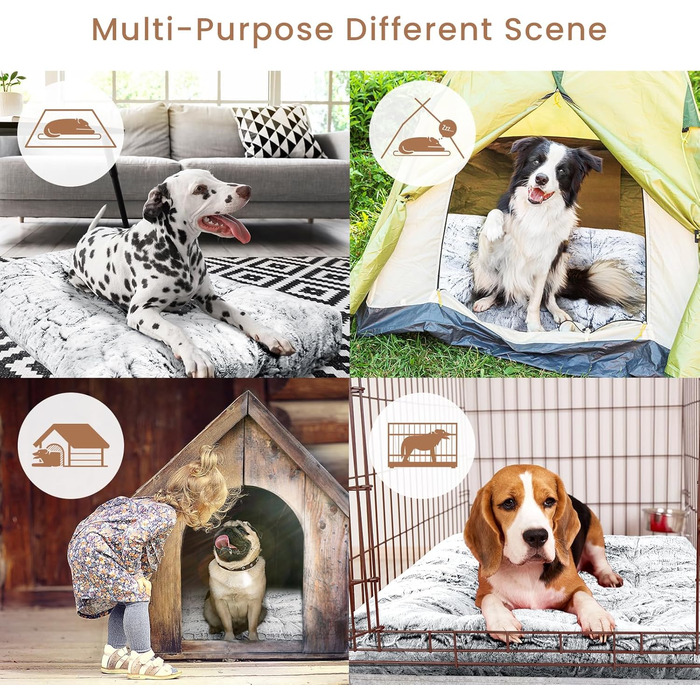 Делюкс лежанка для собак маленьких порід, м'яка підстилка в клітку, товста лежанка для собак, пухнаста килимок для домашніх тварин, 76.2 x 55.9 x 7.6 см, Сірий, Medium