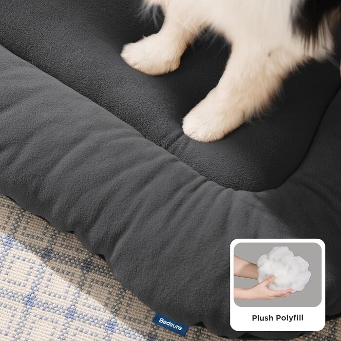 Кілимок для собак BEDSURE - м'який та зручний, 89x56 см, темно-сірий. Підходить для великих та середніх собак, з неслизькою основою.