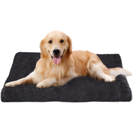 М'яке собаче ліжко для собак середніх порід, 95 x 65 см, плюшеве, ортопедичне, з неслизьким дном, легко миється, темно-сіре