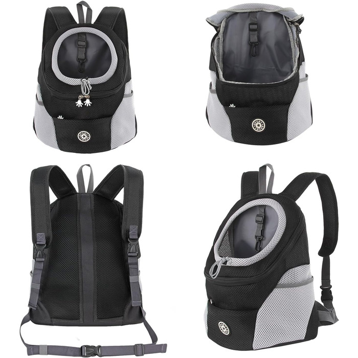 Рюкзак для собак MUNCASO: переноска для цуценят та маленьких тварин з вентиляцією, водонепроникним дном для подорожей та активного відпочинку (чорний)