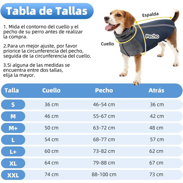 Зимовий одяг для собак SlowTon: тепла куртка з флісу, водонепроникна та вітронепроникна, з нашийником-гетром та світловідбиваючими смугами, регульована, для цуценят, темно-синій, розмір S