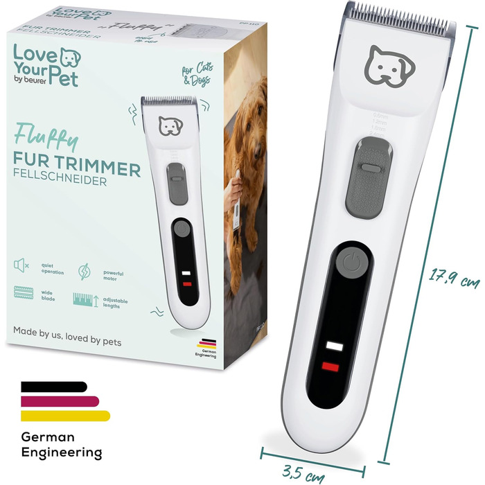 Машинка для стрижки шерсті Beurer Love Your Pet Fluffy для собак та котів, тихий триммер, 9-в-1 набір для грумінгу